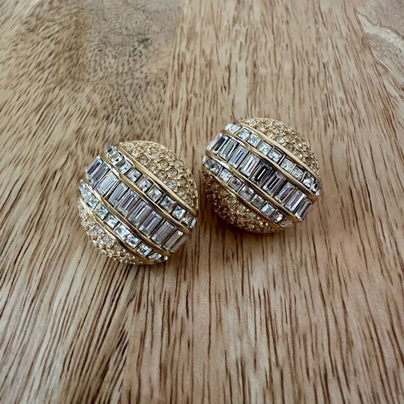 Dior Gold Plated Crystal Earrings